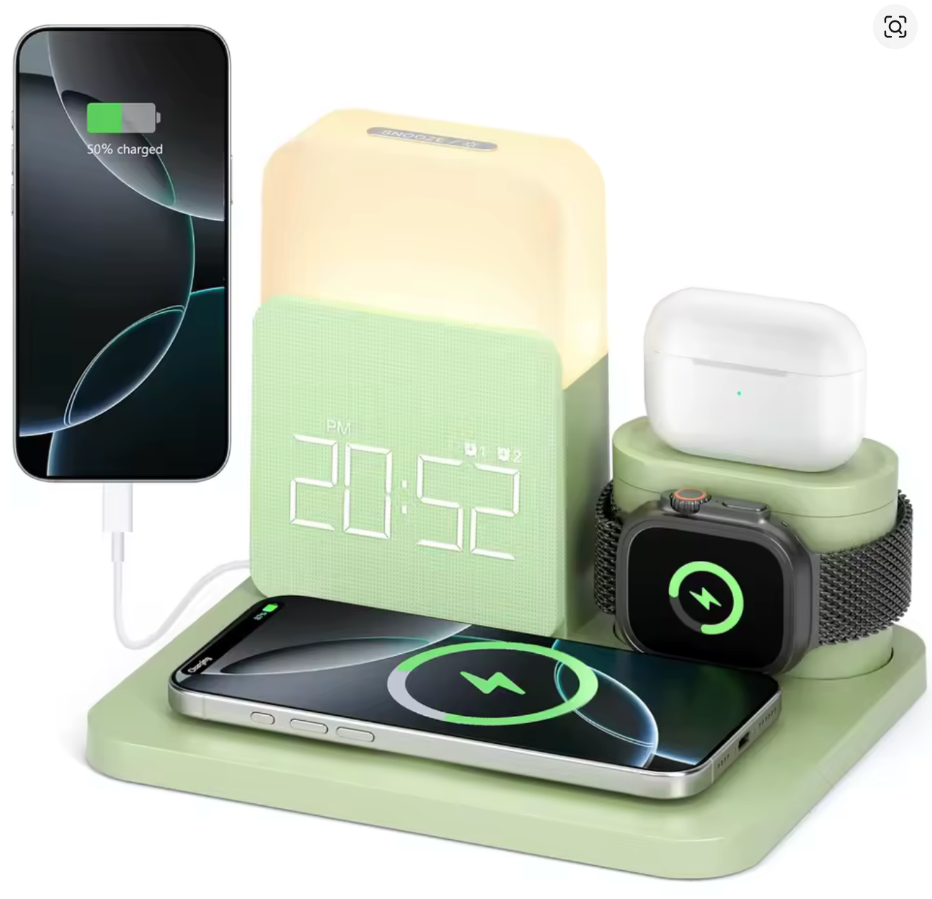Chargeur de réveil MagSafe 7 en 1 + veilleuse